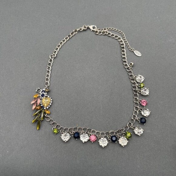 Ann Taylor Loft Drop Charm Necklace Women Silver Tone Signed Lobster Closure - Picture 1 of 4